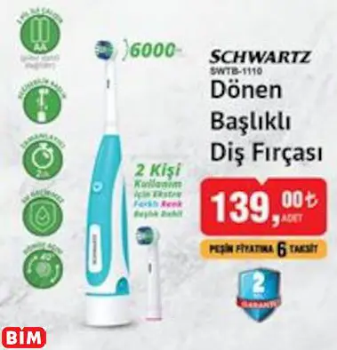 SCHWARTZ DÖNEN BAŞLIKLI DİŞ FIRÇASI